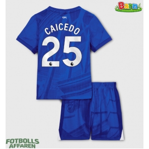 Chelsea Moises Caicedo #25 Hemmaställ Barn 2025-26 Kortärmad (+ Korta byxor)
